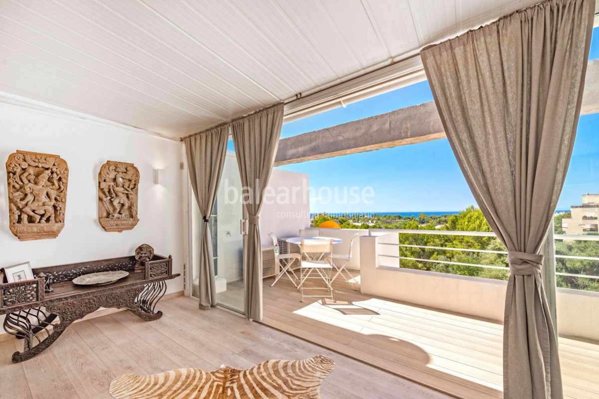 Große Doppelhaushälfte mit Solarium, Terrassen und herrlichem Blick auf das Meer.