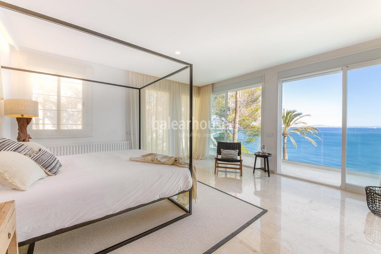 Große private Villa zur Miete mit spektakulärem Meerblick in erster Meereslinie in Cala Vinyes