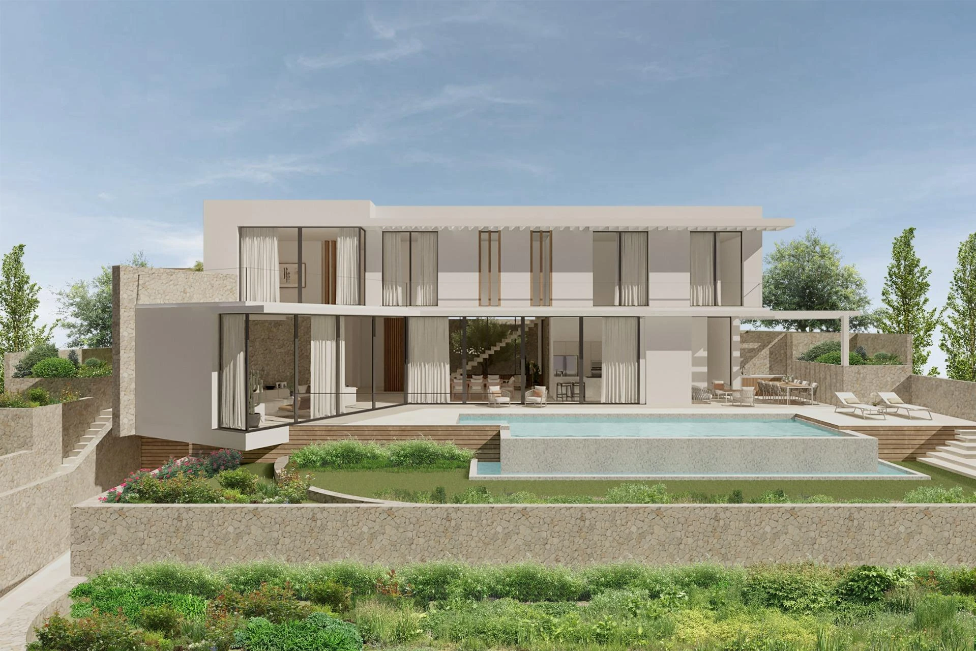 Moderna Große Villa von hoher Qualität und modernem Design mit Blick auf das Meer in Cala Llamp