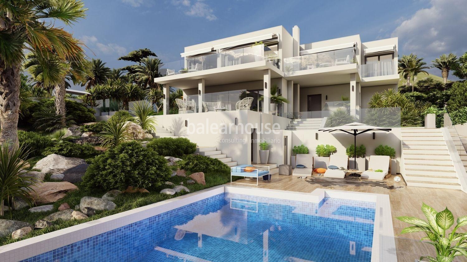 Extraordinario proyecto de vivienda de diseño con preciosas vistas al mar en Santa Ponsa