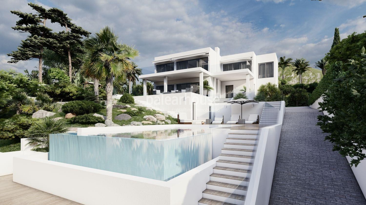 Extraordinario proyecto de vivienda de diseño con preciosas vistas al mar en Santa Ponsa