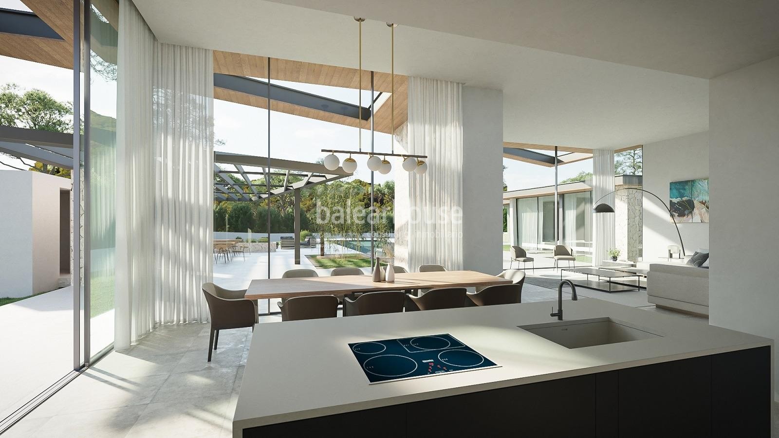 Gran villa moderna de obra nueva con jardín y piscina cerca del golf y mar en Santa Ponsa