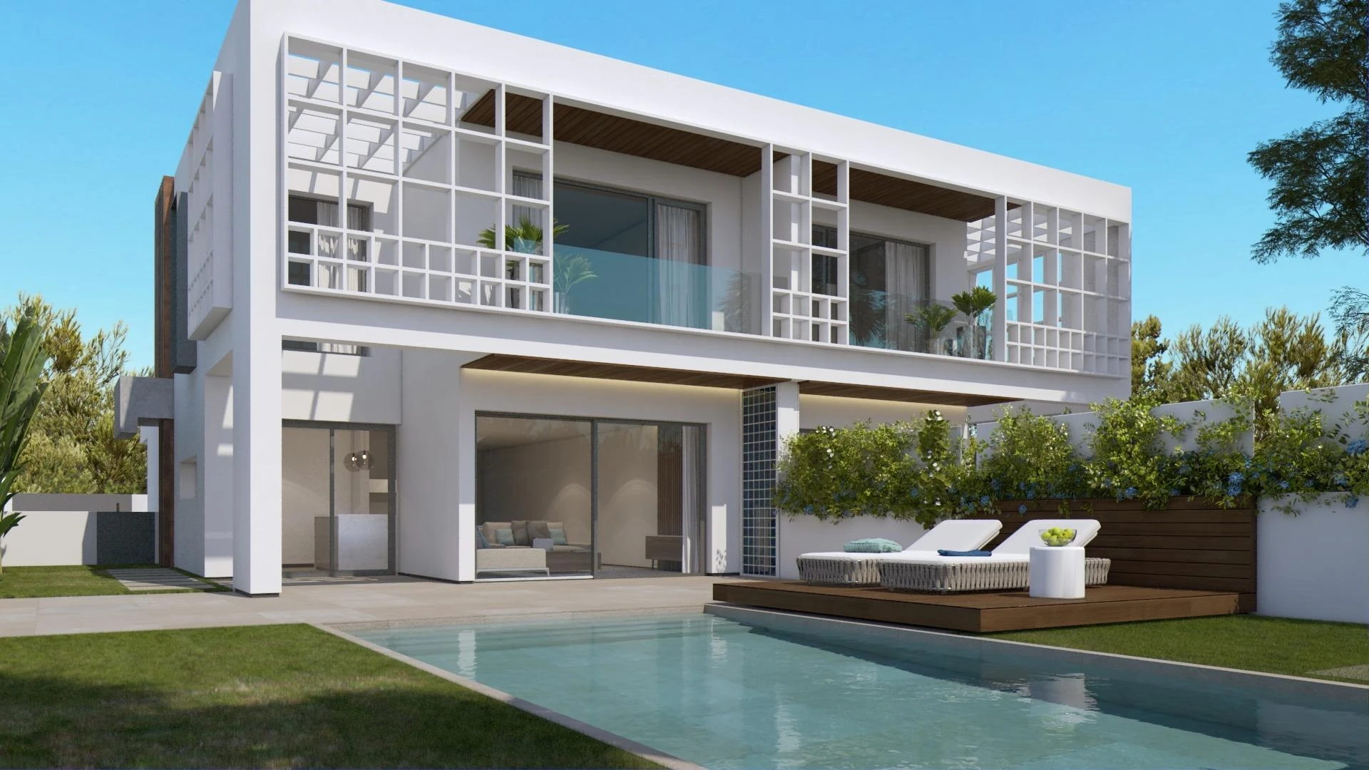 Neue Moderna Design Villa im Bau mit Garten und Pool in der Nähe von Stränden in Puig d'en Ros