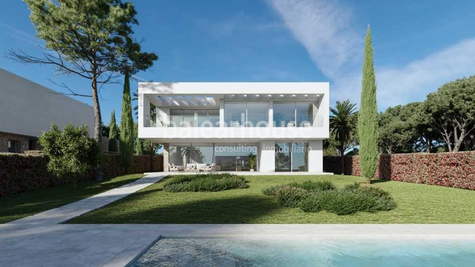 Gran villa de diseño moderno con espectaculares exteriores y vistas al mar en Sol de Mallorca