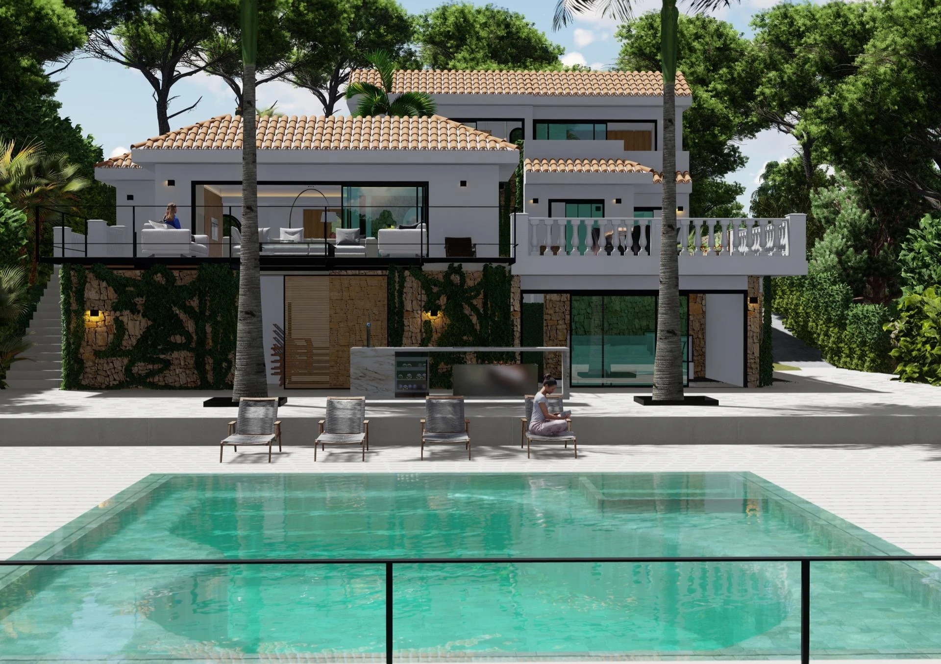Excelente terreno con casa y proyecto de villa de diseño en la zona costera de Costa d’en Blanes