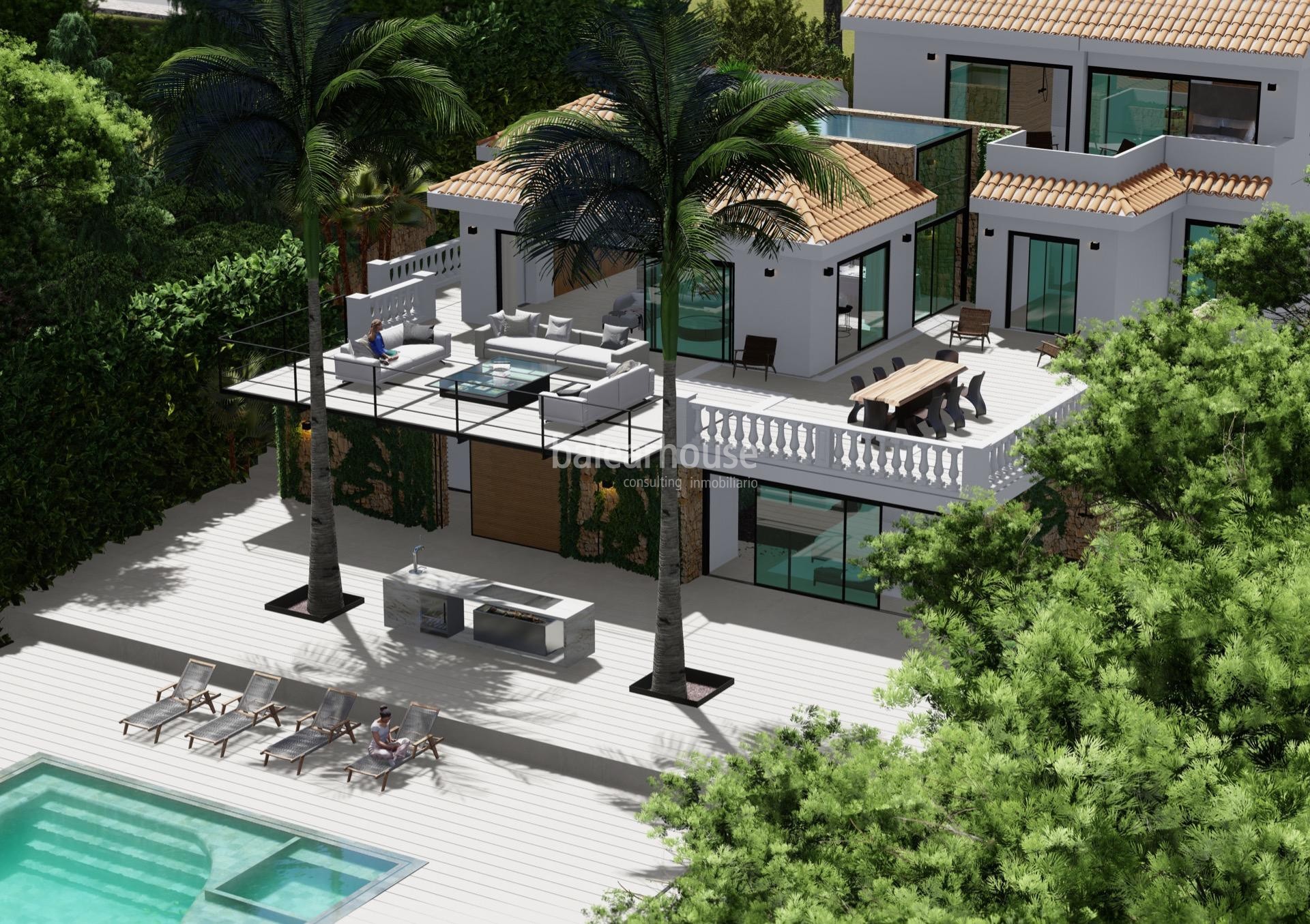 Excellent land with house and design villa project in the coastal area of Costa d'en Blanes