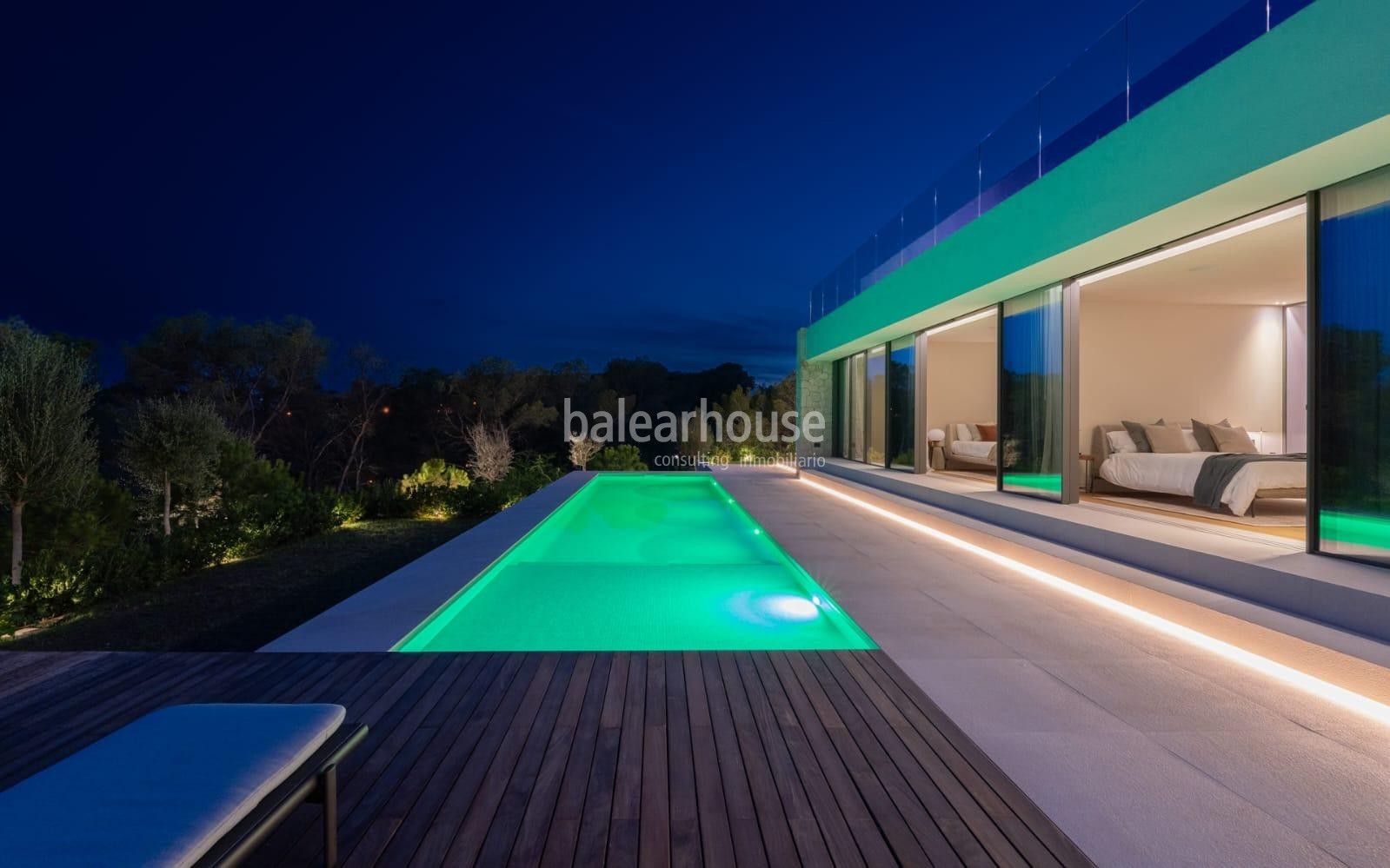 New build villa with a spectacular design and views of the beautiful landscape in Cala Vinyas