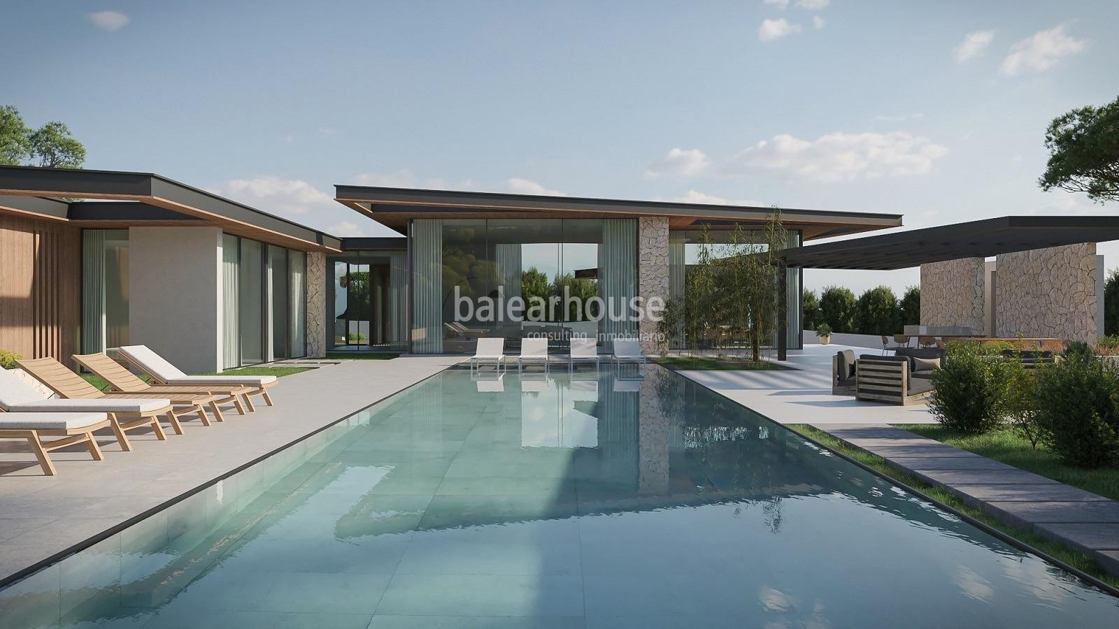 Estupendo solar con licencia y proyecto de gran villa cerca del golf y del mar en Santa Ponsa