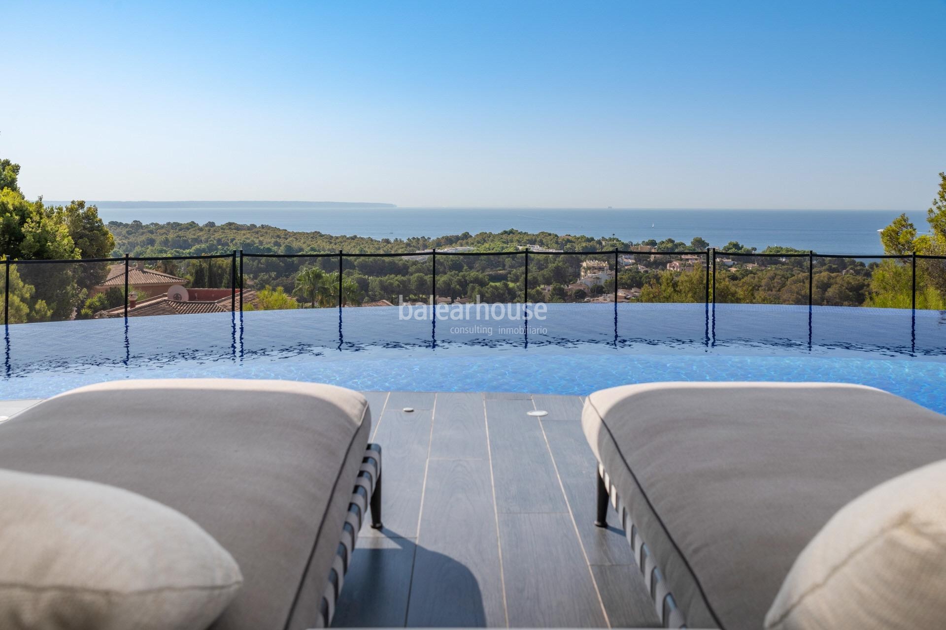 Impeccable villa with terraces and magnificent sea views in the exclusive area of Bendinat