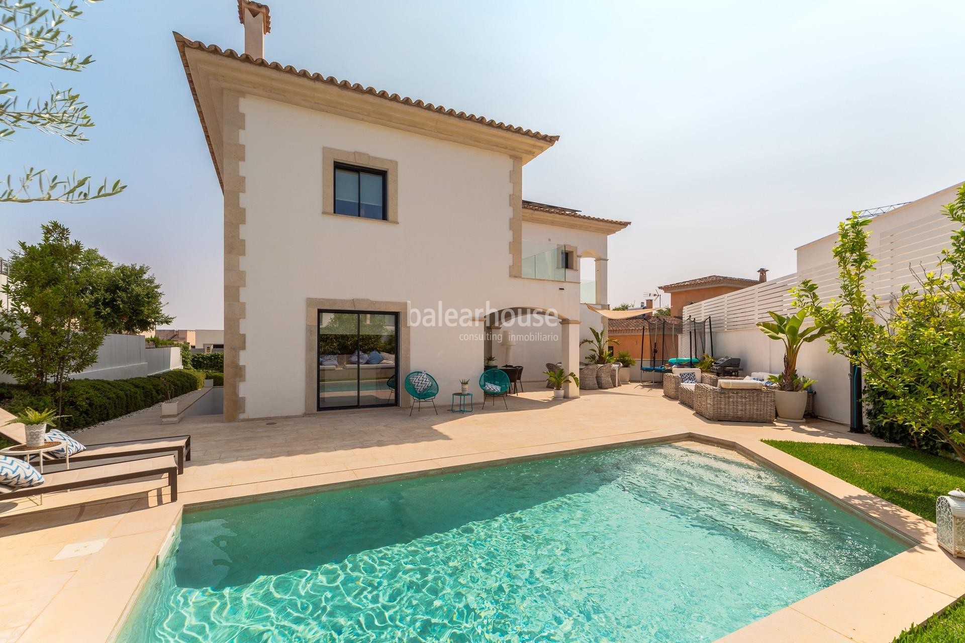 Elegante villa moderna cerca de los campos de golf de Son Vida con terrazas, jardín y  piscina