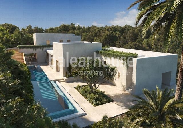 Prächtige, neu gebaute Villa in Cala Vinyes mit einem effizienten Design und großen Außenbereichen.