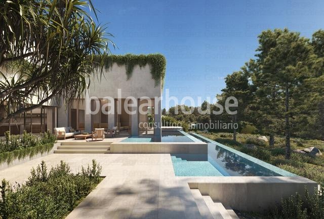 Large new villa in Cala Vinyes with efficient design and beautiful exteriors very close to the beach