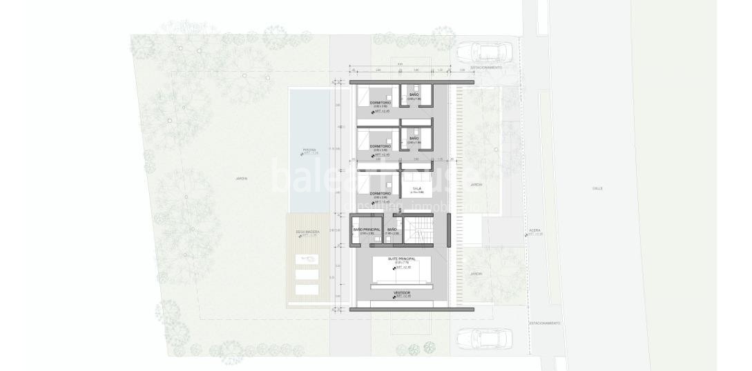 Grundstück in Nova Santa Ponsa mit Projekt und Lizenz für eine innovative Villa mit Teilmeerblick