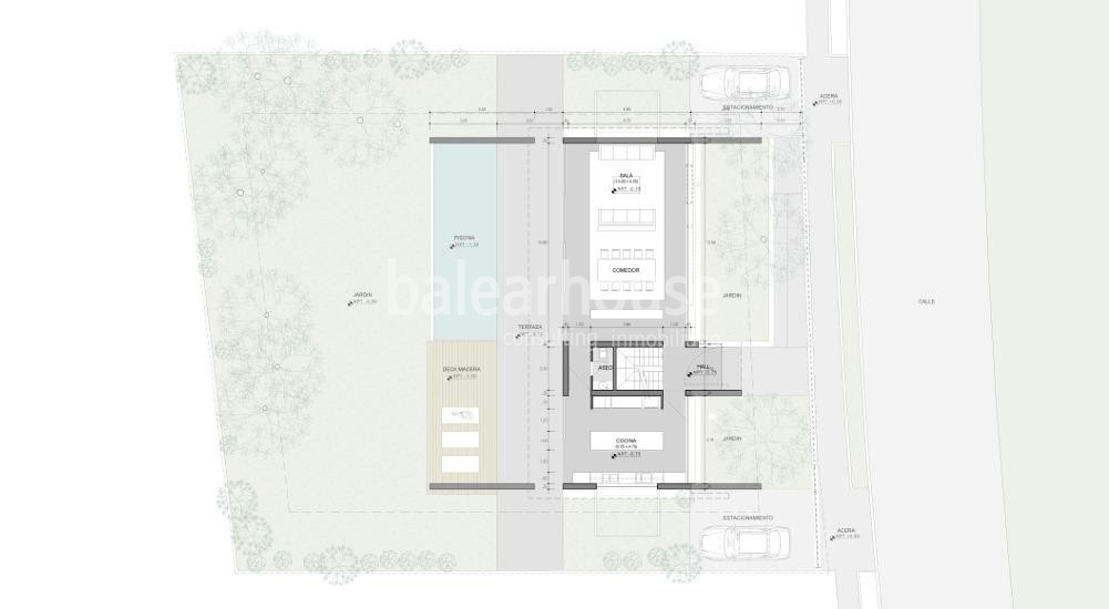 Terreno en Nova Santa Ponsa con proyecto y licencia de innovadora villa con vistas parciales al mar