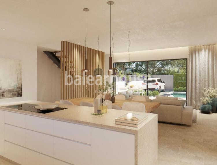 Modern newly built villa in Marratxí, with terraces, garden, swimming pool and solarium.