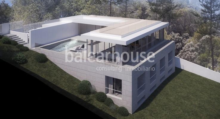 Fabulous plot with beautiful sea views, license and project of a large Moderna villa in Camp de Mar