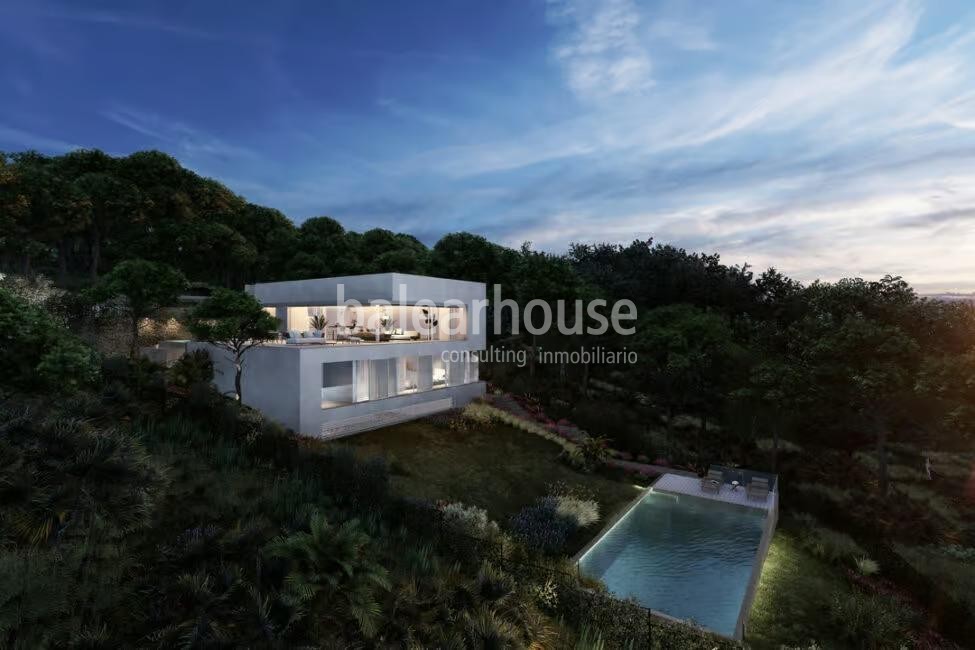 Excellent plot with unobstructed sea views, license and large villa project in Camp de Mar