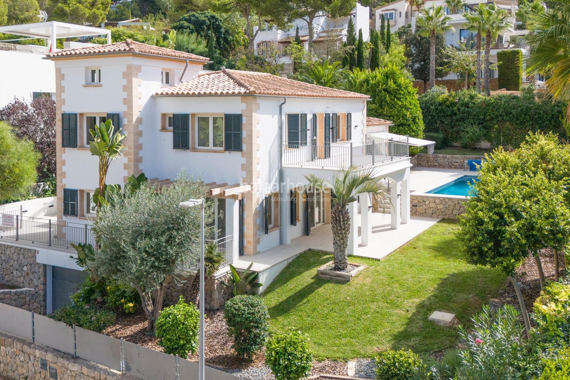 Elegant renovierte mediterrane Villa mit Garten, Pool und Blick auf das Meer und Puerto de Andratx