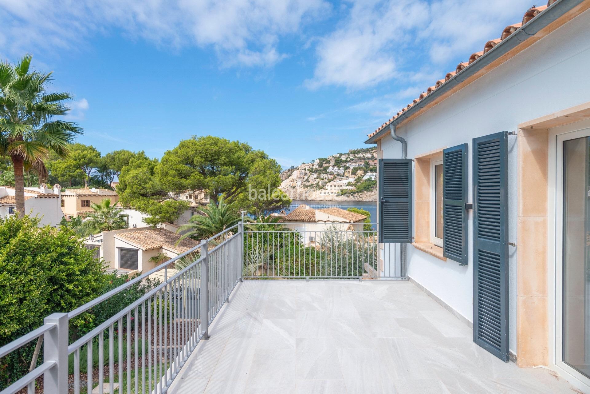 Elegant renovierte mediterrane Villa mit Garten, Pool und Blick auf das Meer und Puerto de Andratx