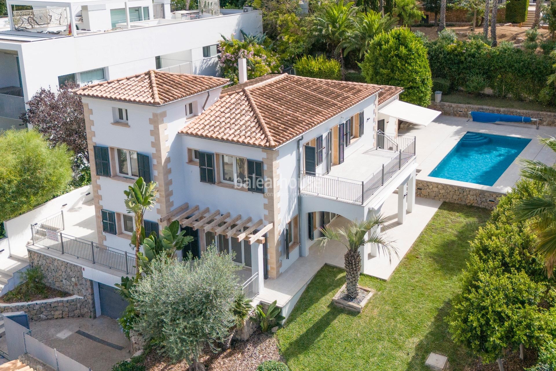 Elegant renovierte mediterrane Villa mit Garten, Pool und Blick auf das Meer und Puerto de Andratx