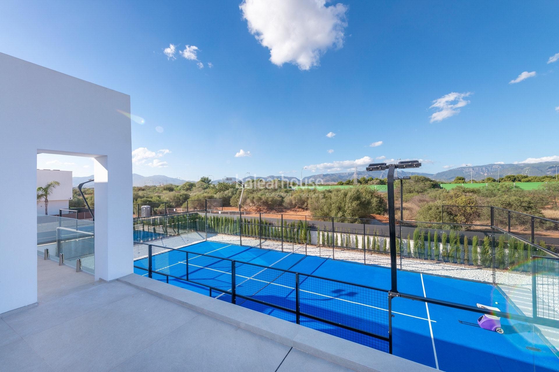 Extraordinaria villa de diseño contemporáneo con terrazas, piscina y pista de pádel en Marratxí