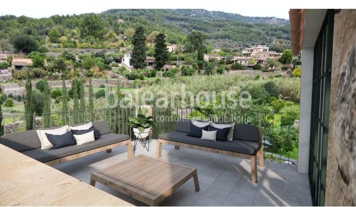 Projekt einer großen rustikalen Finca mit modernem Design und Blick auf die Berge in Sóller