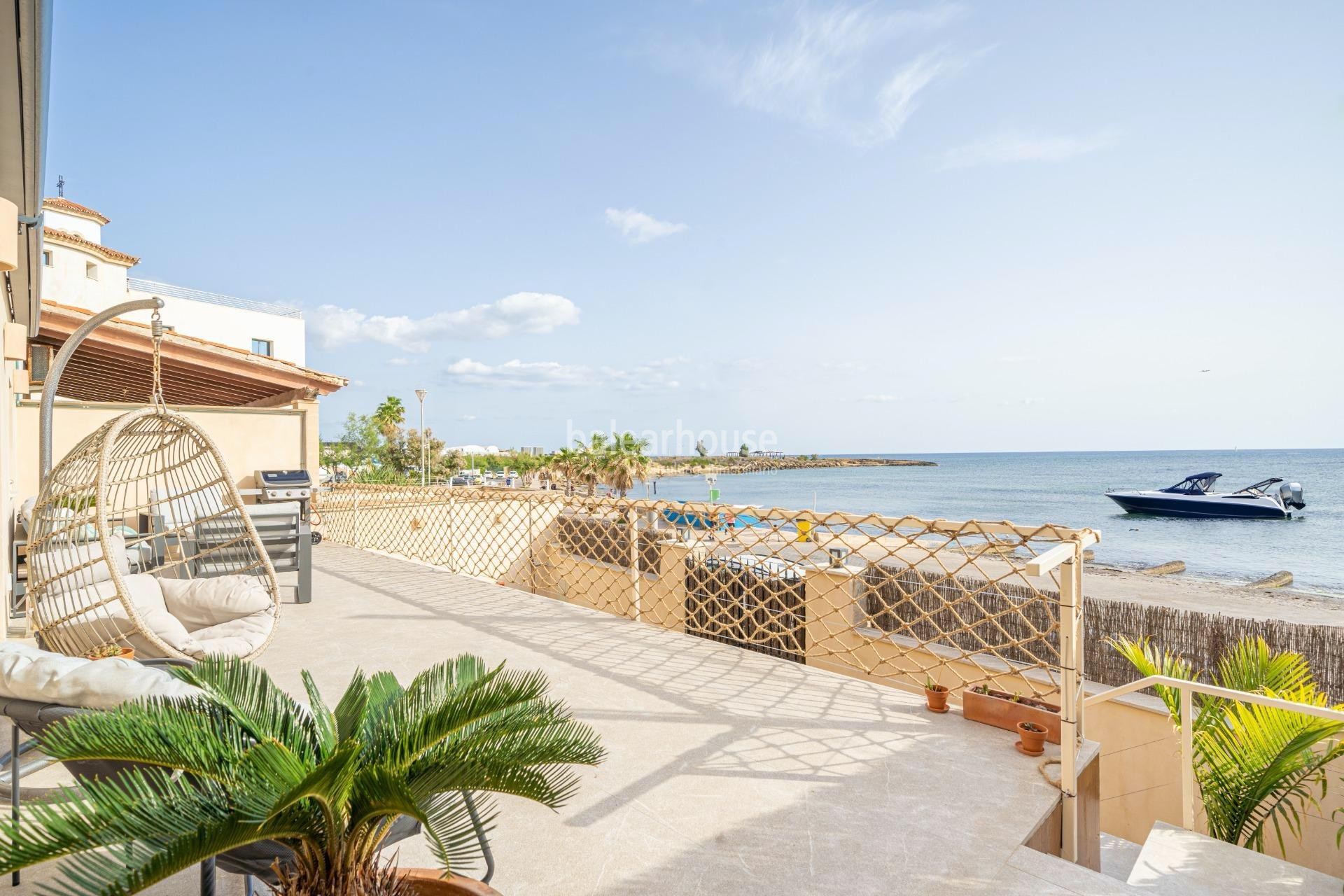 Fabulous Moderna beachfront villa with terraces large garden and swimming pool on the Costa de Palma