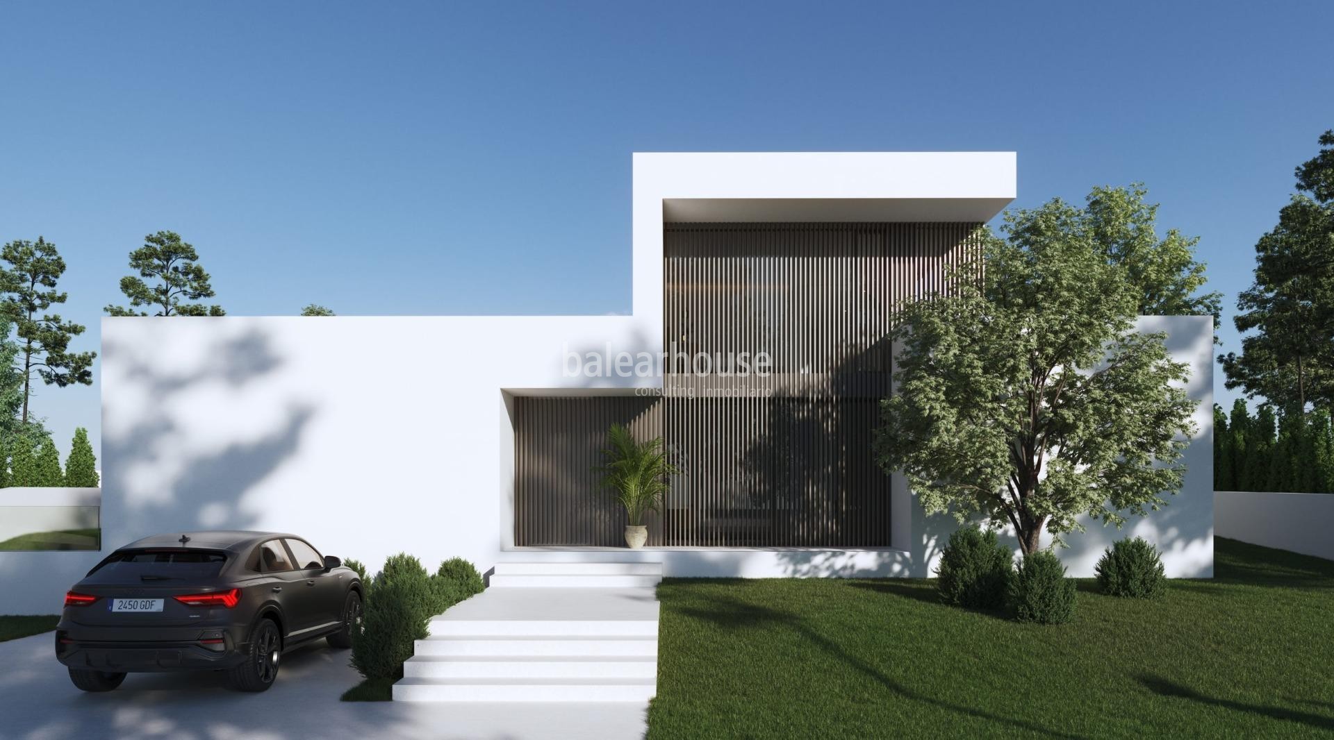 Moderna villa de obra nueva con vistas despejadas grandes espacios exteriores en Santa Ponsa