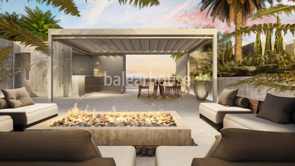 Ausgezeichnete Wohnung in einer modernen Luxusanlage mit Pool und Meerblick in Palma