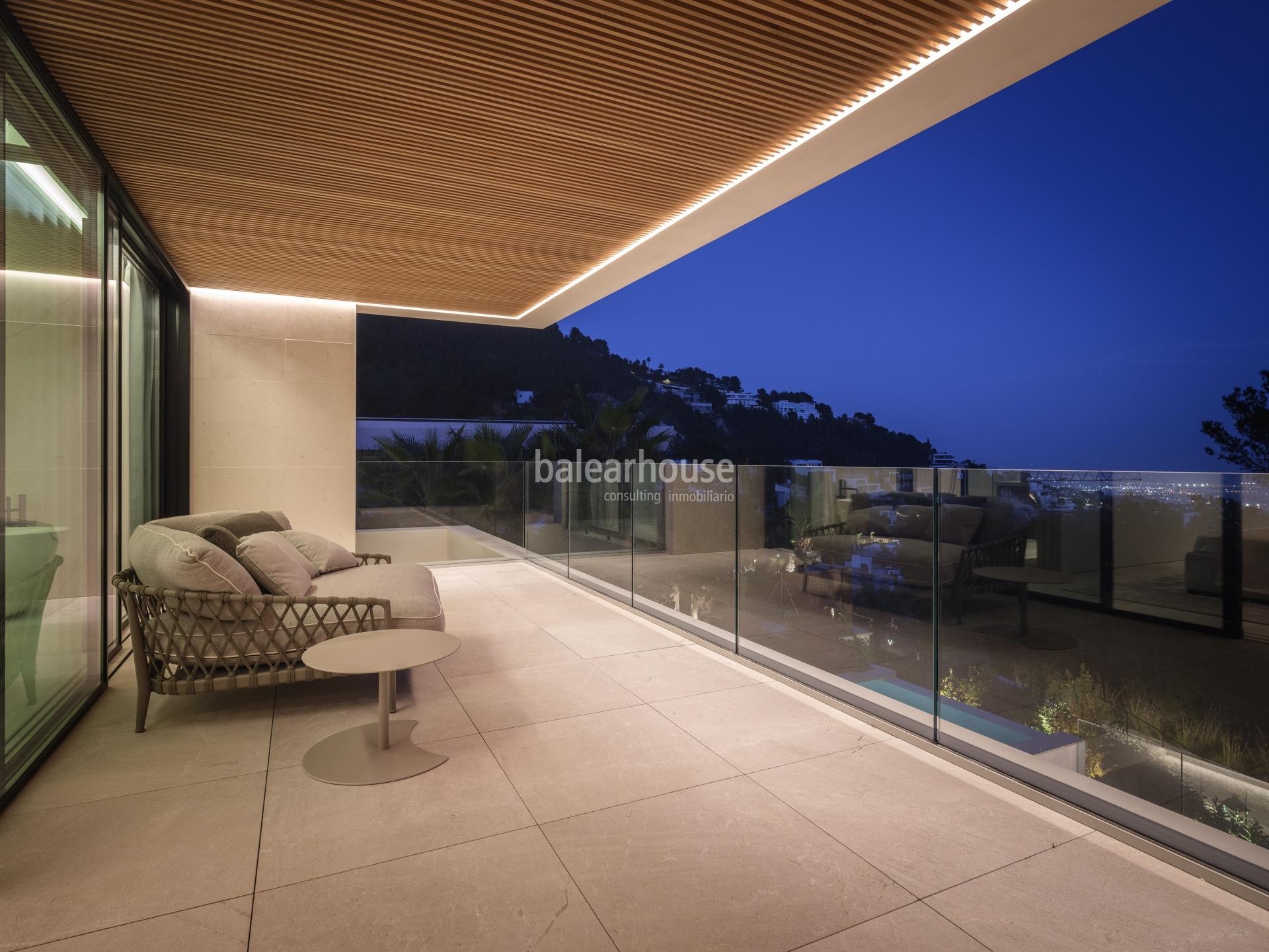 Moderna design and unobstructed views in this new build villa in the exclusive area of Son Vida