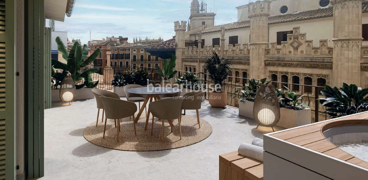 Great renovated penthouse with high qualities, large solarium and views in the historic center