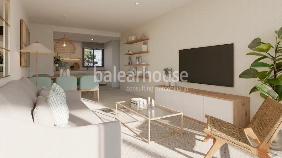 Modern new build ground floor with terrace and swimming pools close to beaches in Palmanova