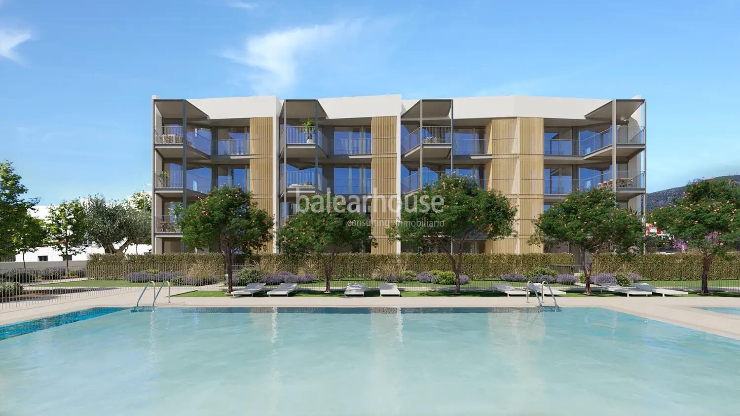 Modern new build ground floor with terrace and swimming pools close to beaches in Palmanova