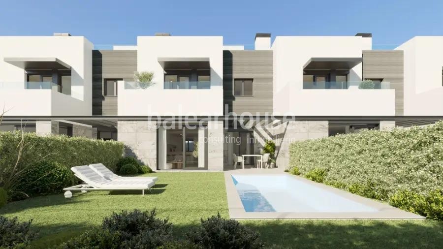 Excellent project of new townhouses with terrace and private pool close to the sea in Palma