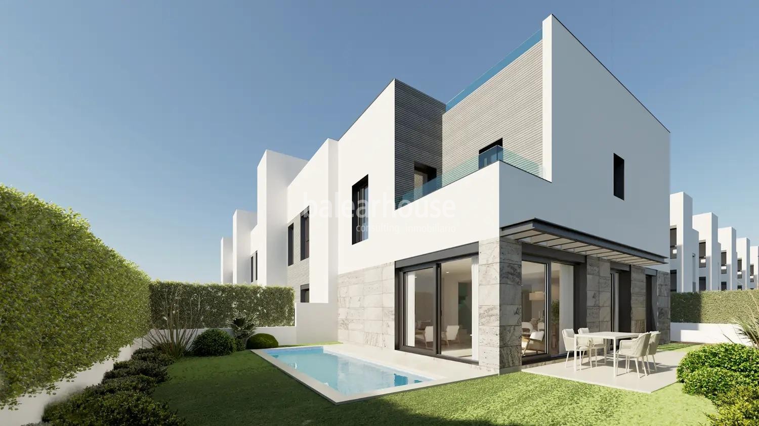 Fantastic project of new townhouses near the beach in Palma with private terraces and pools