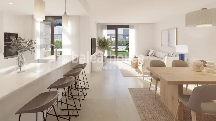 Fantastic project of new townhouses near the beach in Palma with private terraces and pools