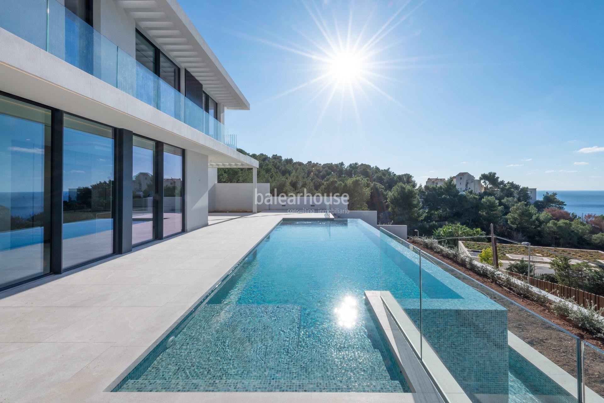 Large villa of high quality and a careful modern design with beautiful sea views in Cala Llamp