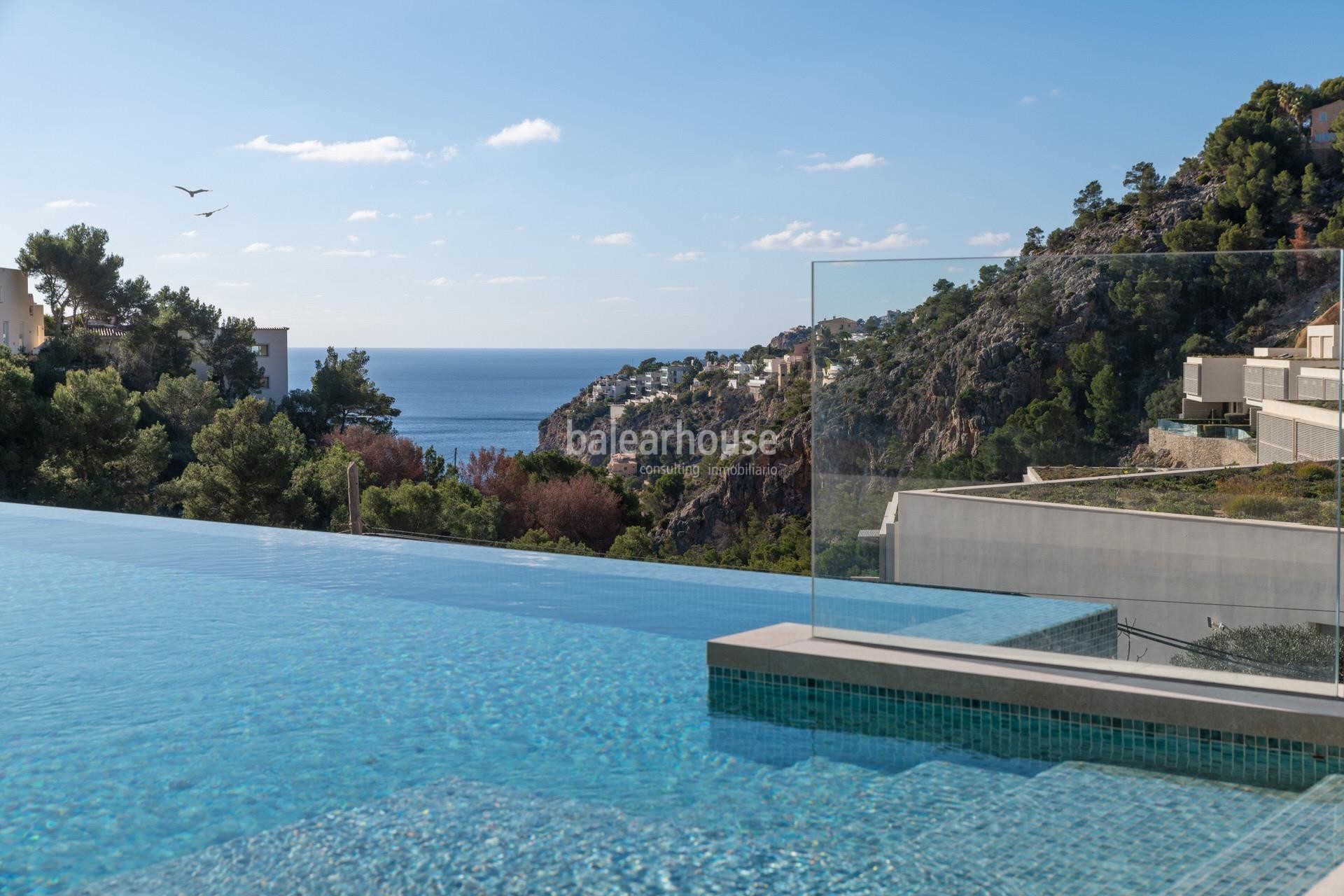 Große Villa mit gepflegtem modernem Design und wunderschönem Meerblick in Cala Llamp