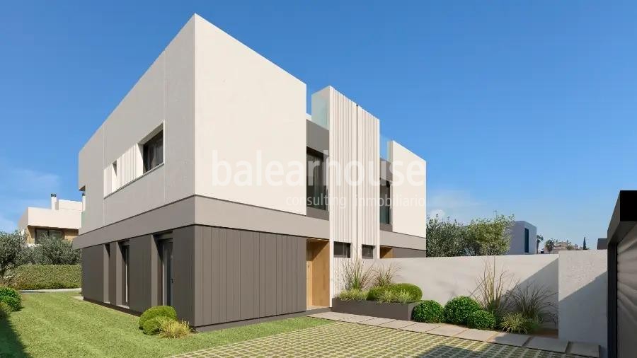 Modernas casas de obra nueva en Puig de Ros con grandes espacios de terraza, jardín y piscina