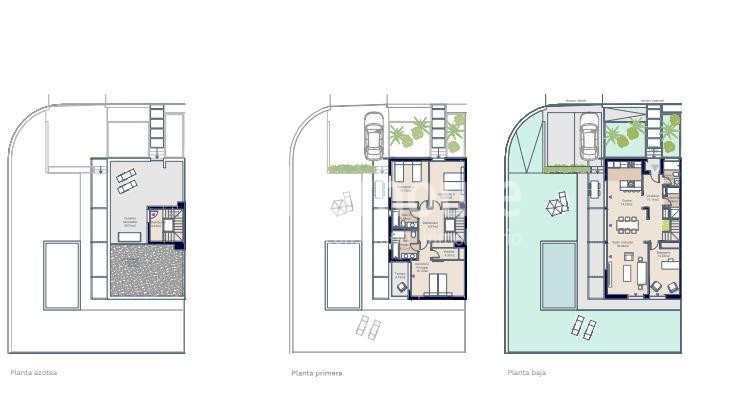 Modernas casas de obra nueva en Puig de Ros con grandes espacios de terraza, jardín y piscina