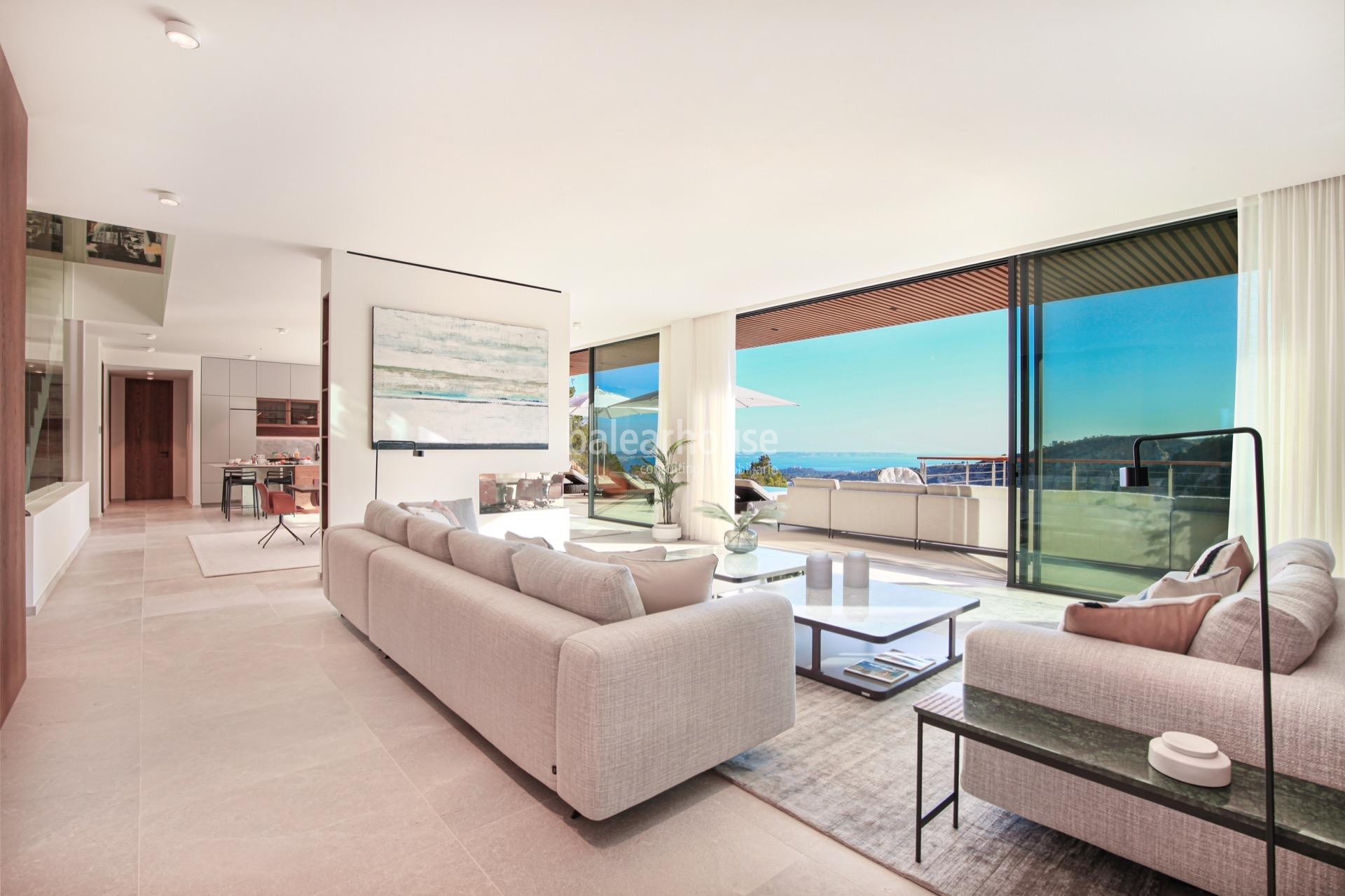 Increíbles vistas al mar desde esta espectacular villa de diseño de obra nueva en Son Vida