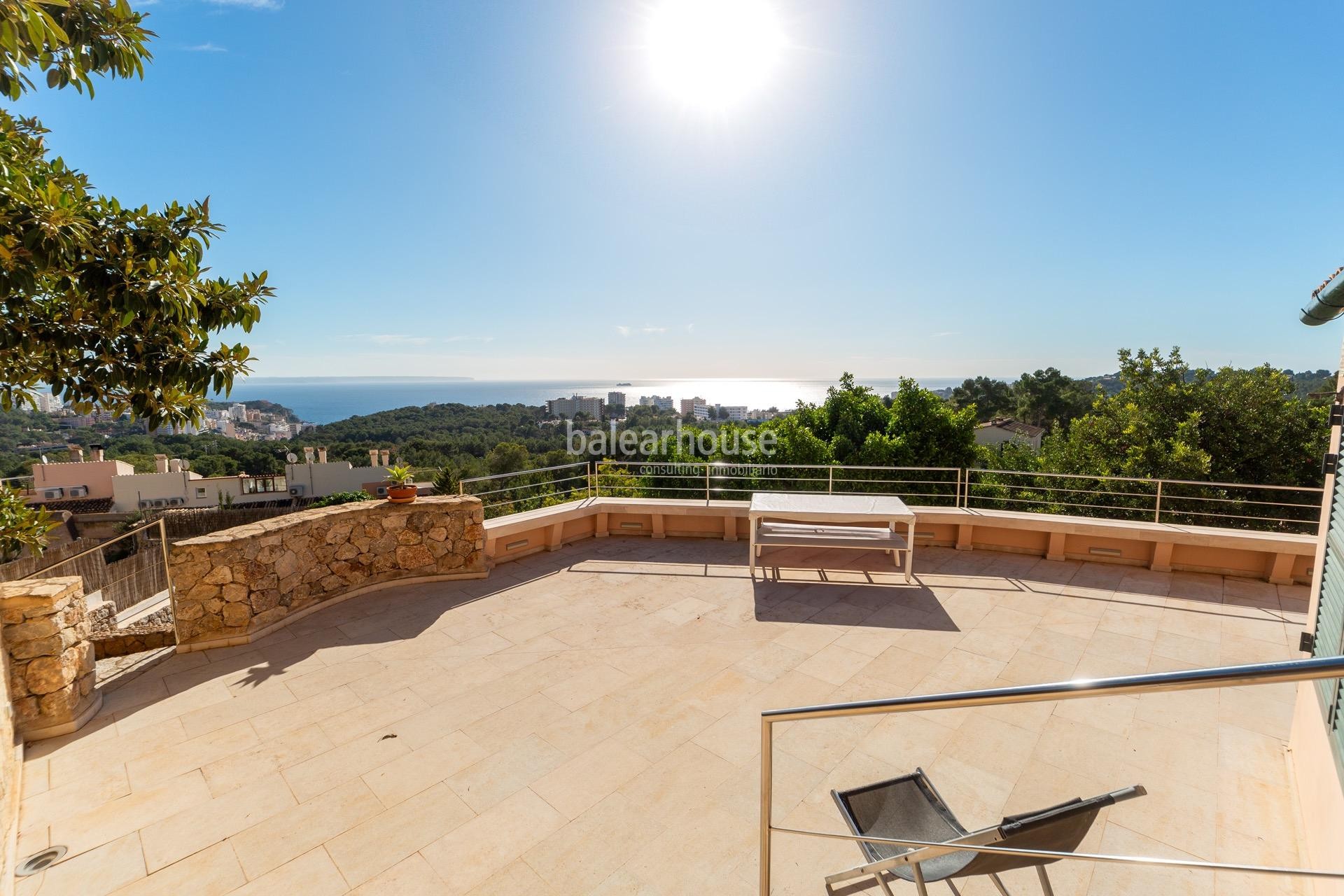 Excellent villa on the top of Génova that opens up to spectacular sea views of Palma.