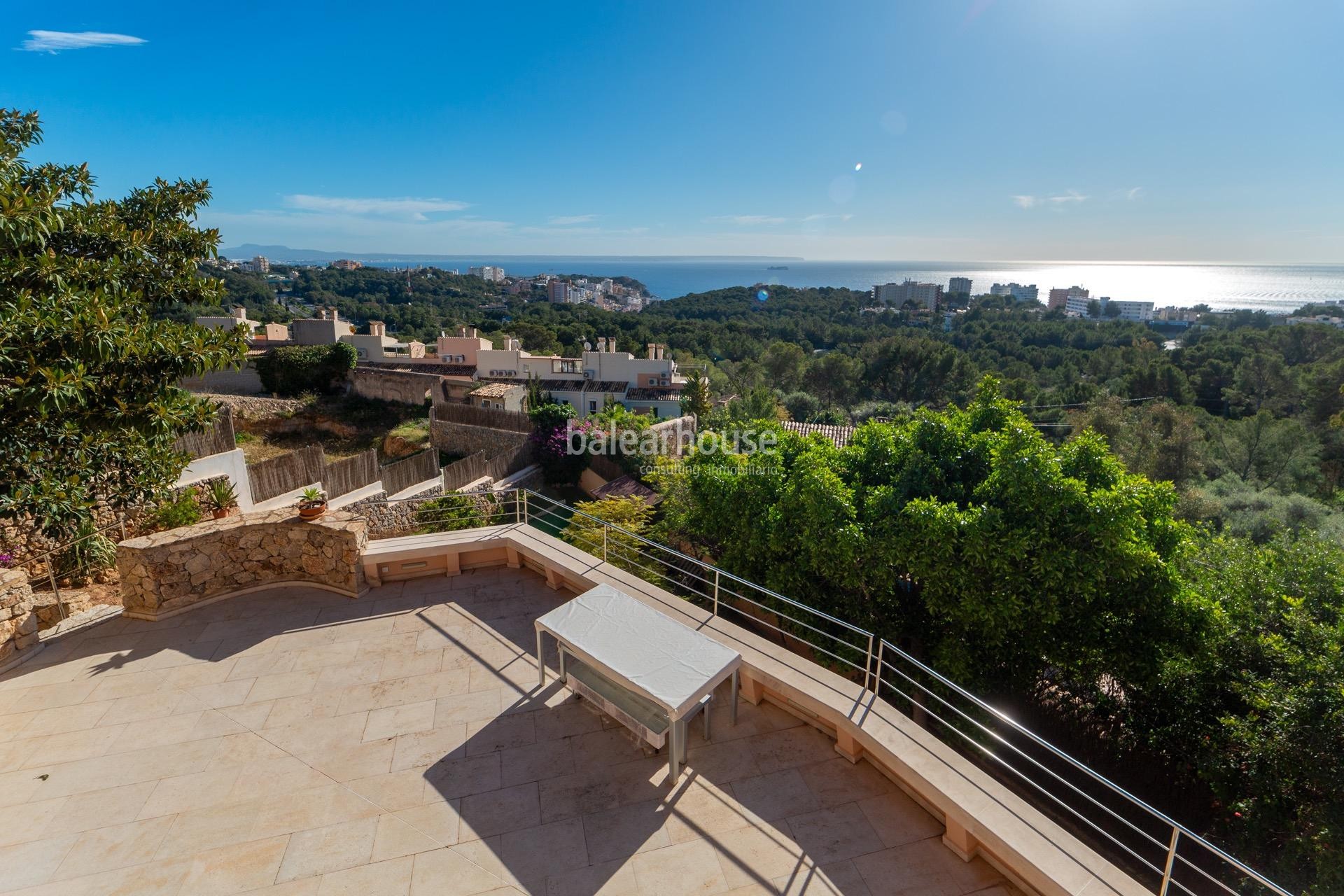 Excellent villa on the top of Génova that opens up to spectacular sea views of Palma.