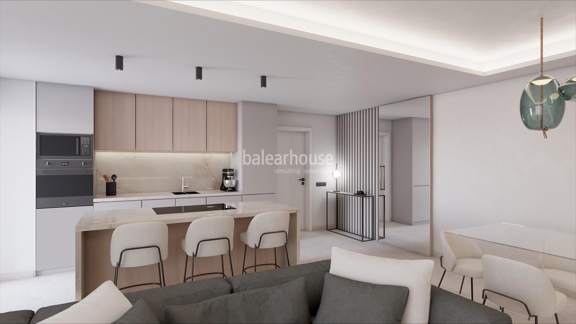 High qualities and modern design in these new homes next to the golf course and green areas in Palma