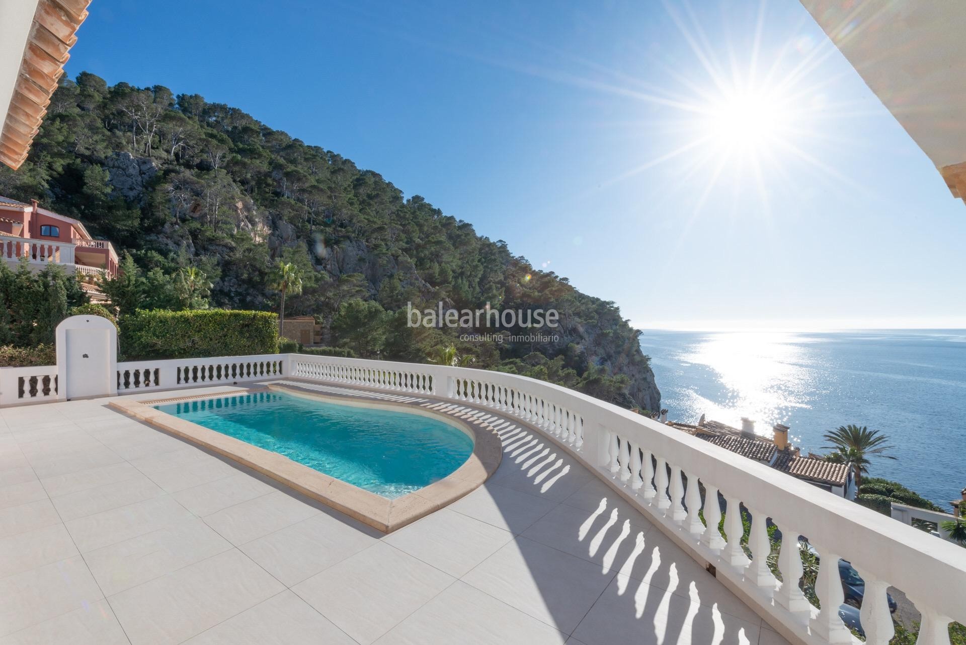 Spectacular sea views from this fabulous villa in Camp de Mar with terraces and large pool