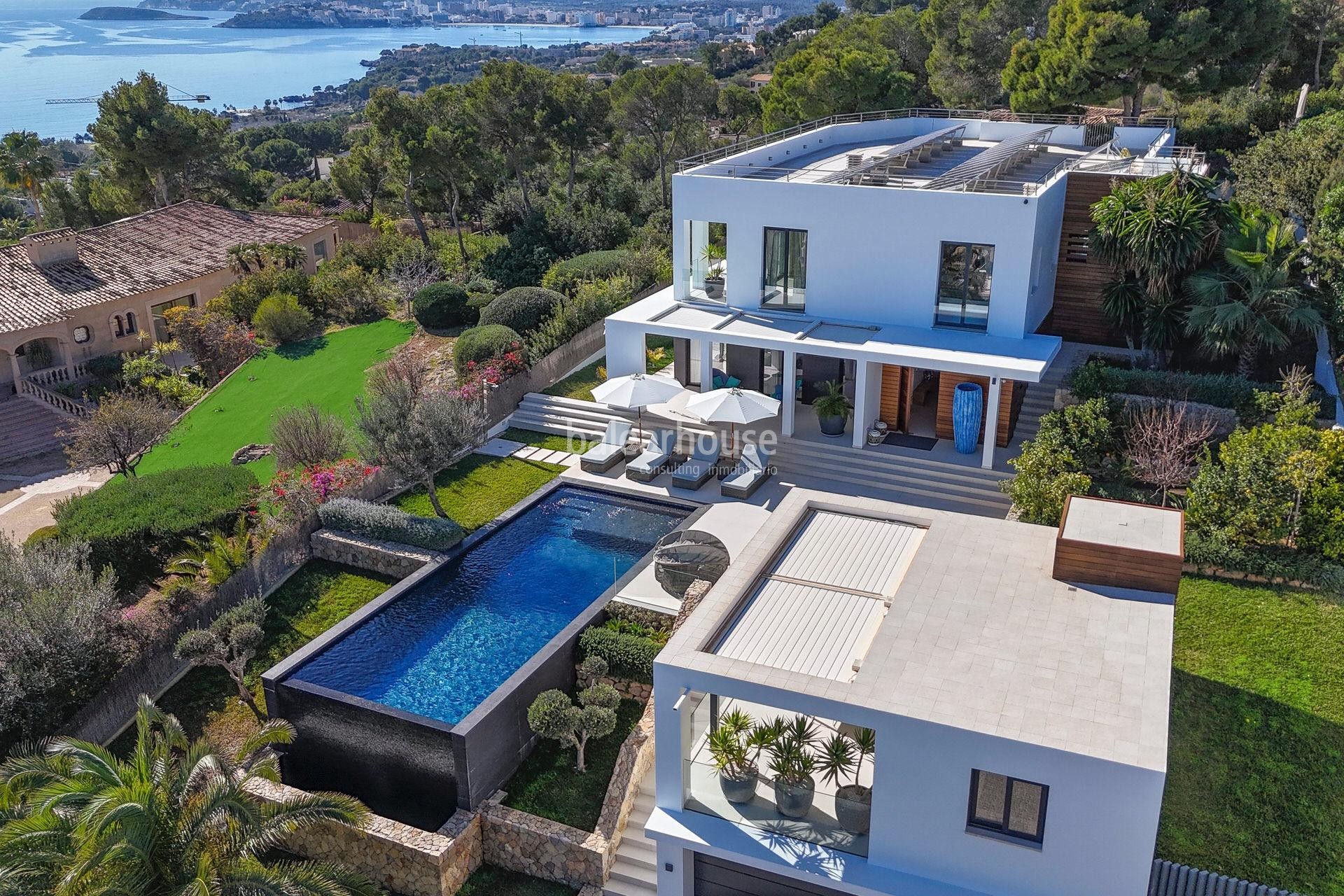 Avantgardistische Villa mit atemberaubendem Meerblick an der Spitze von Portals