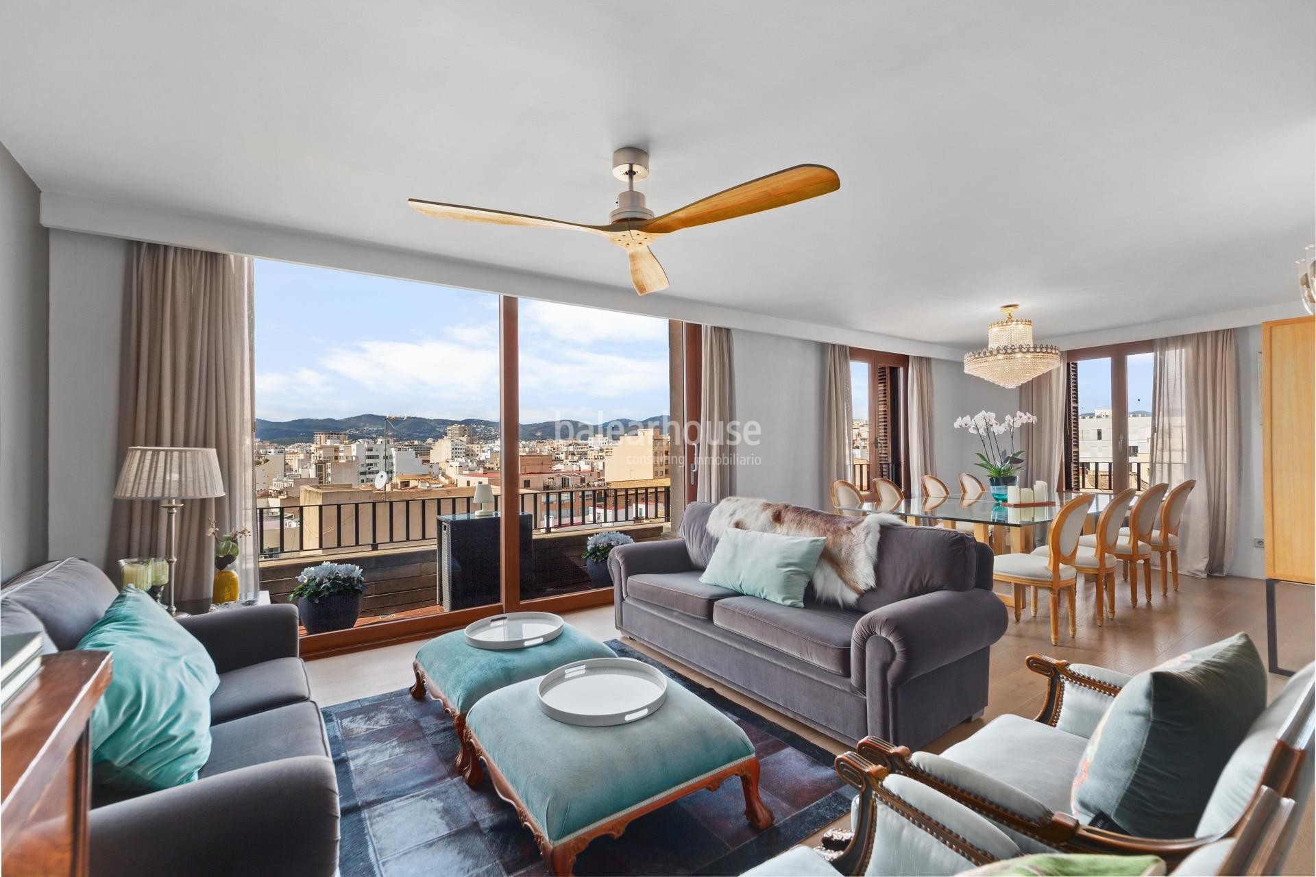 Excellent large Moderna penthouse in the historic center of Palma with city and sea views