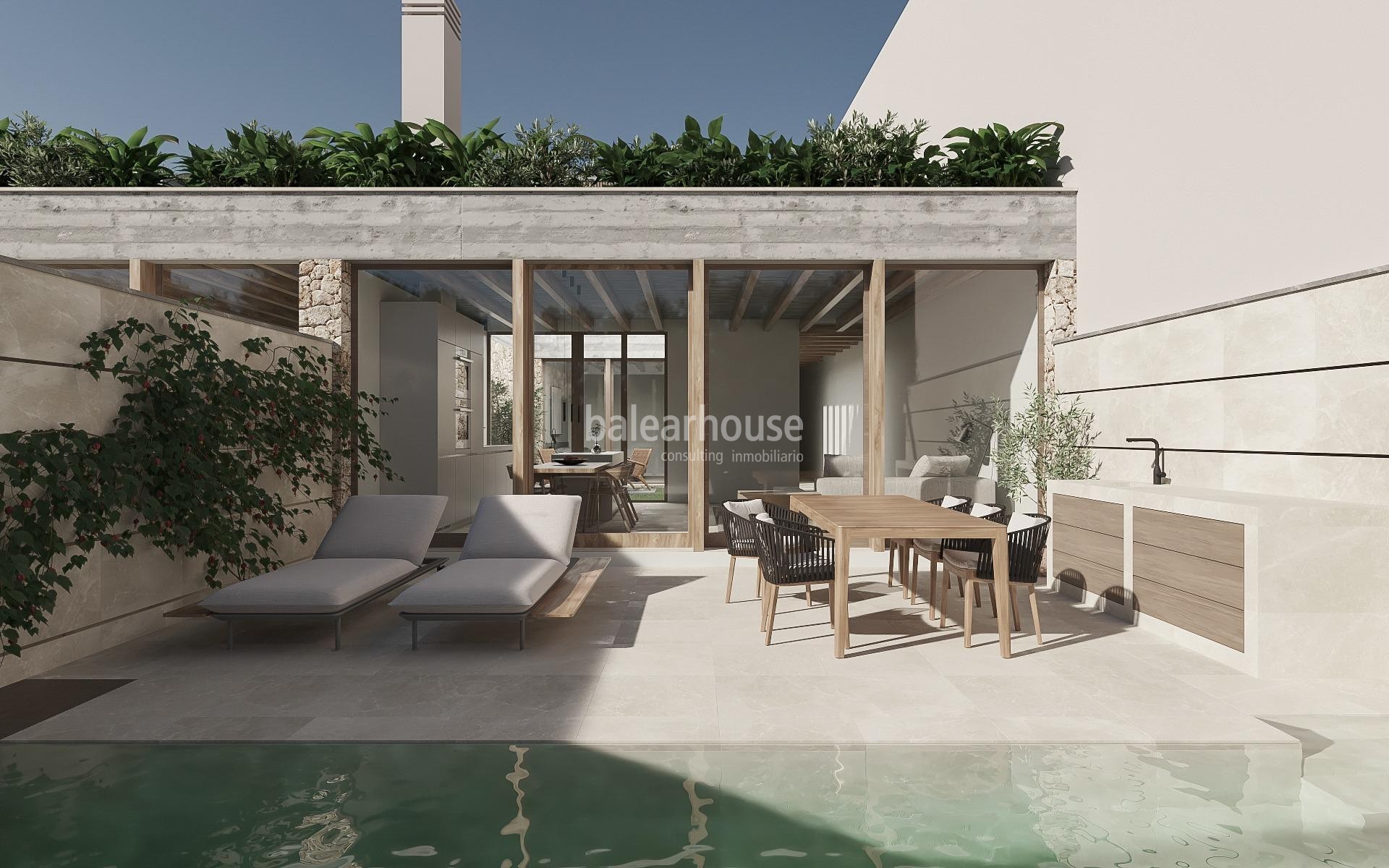 Modern new build townhouses with private pool, terraces and garden next to Santa Catalina