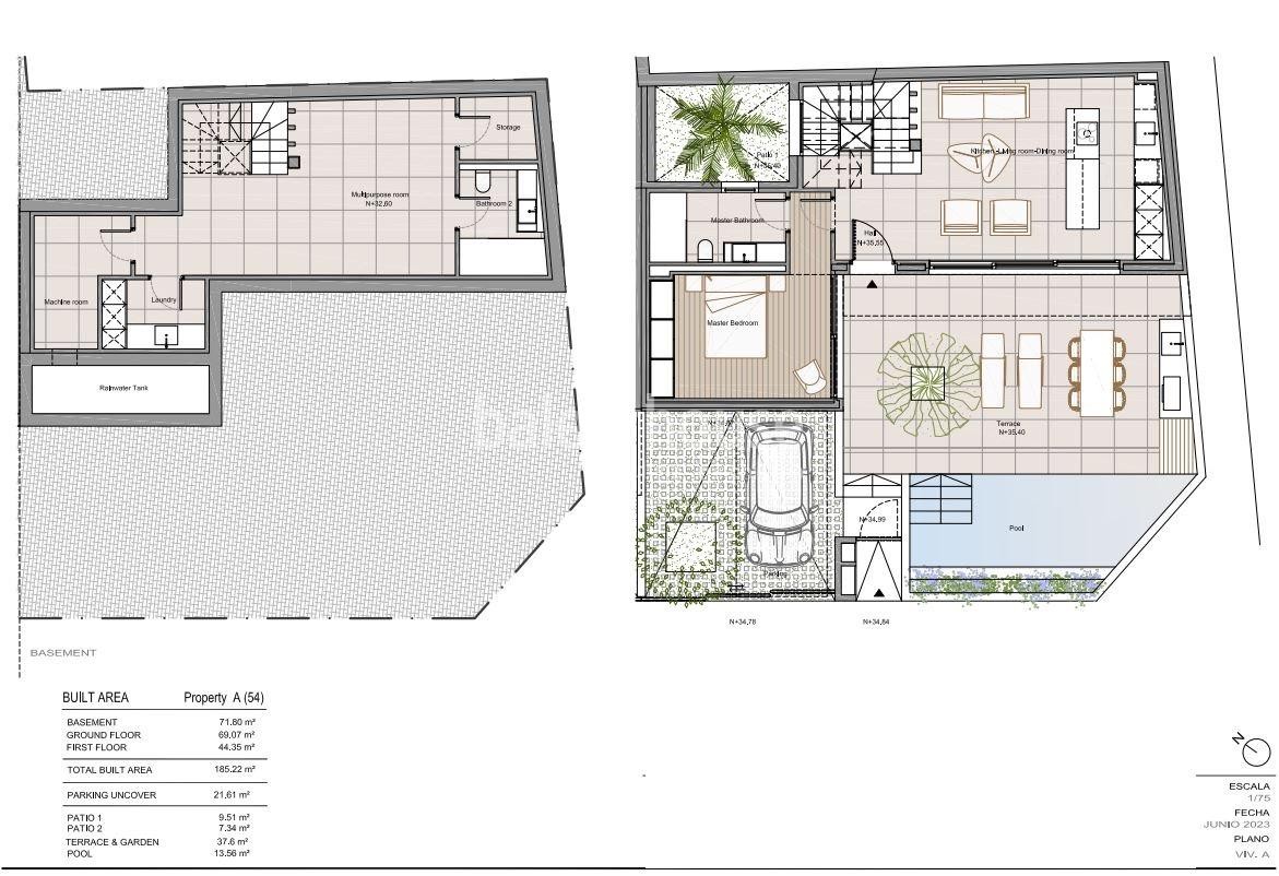 Modernos adosados de obra nueva con piscina, terrazas y jardín privados junto a Santa Catalina