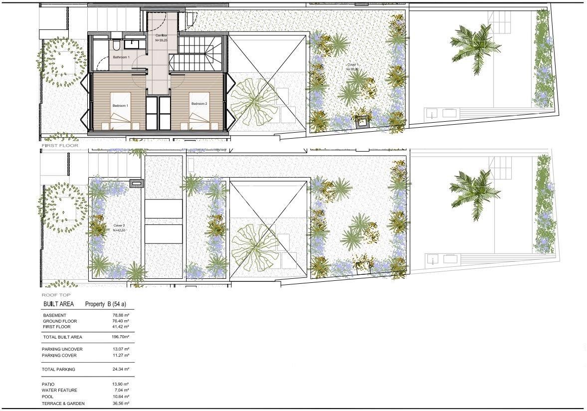 Modernos adosados de obra nueva con piscina, terrazas y jardín privados junto a Santa Catalina